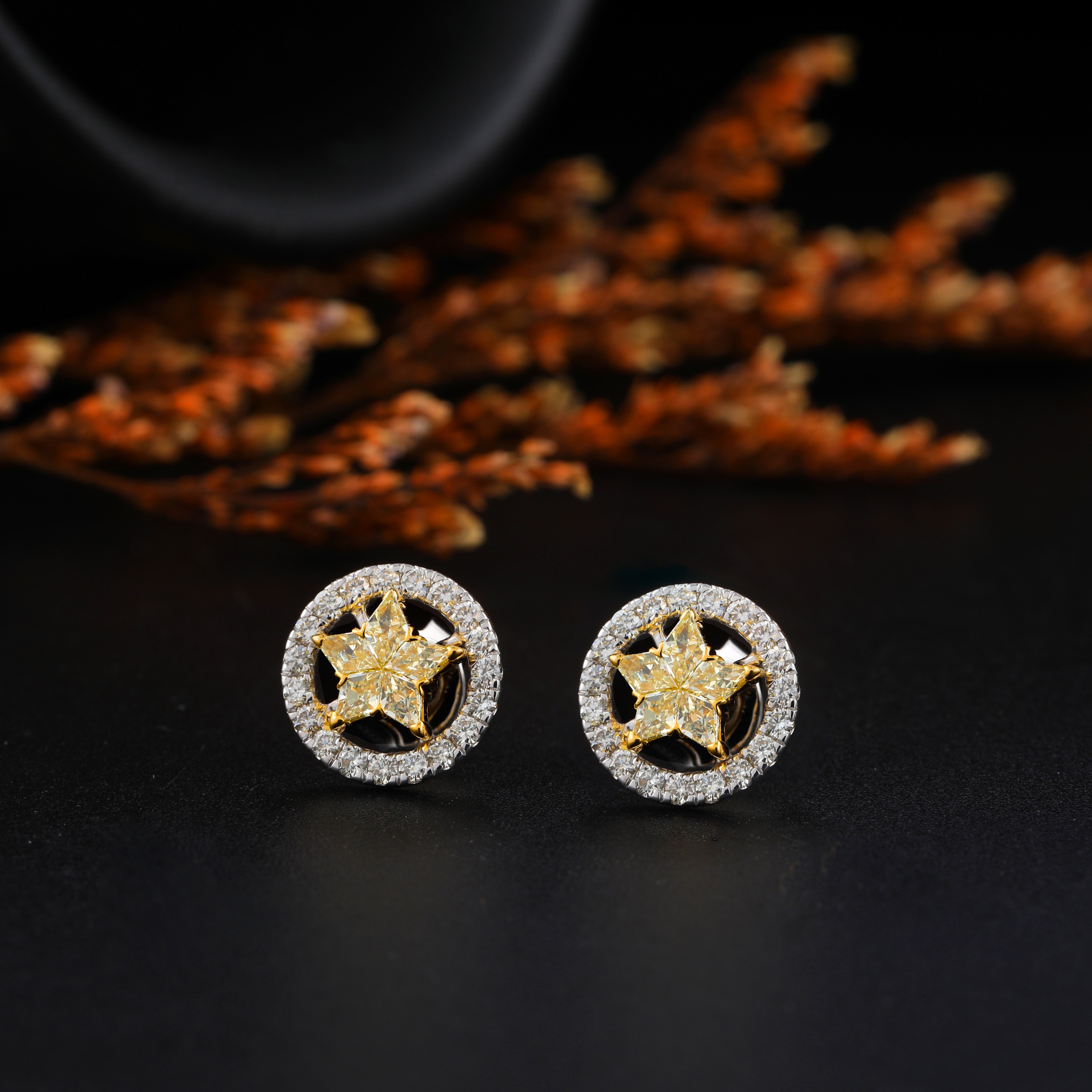 New Fancy Yellow Star Cluster Earrings