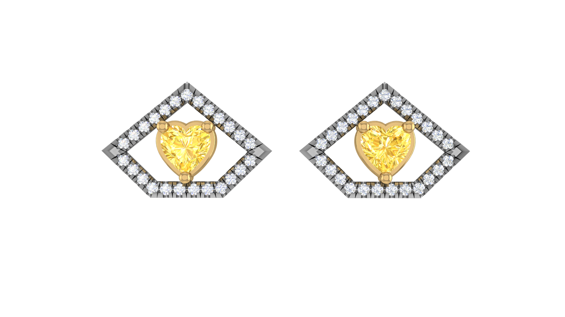  Fancy Light Yellow Heart Stud Diamond Earring
