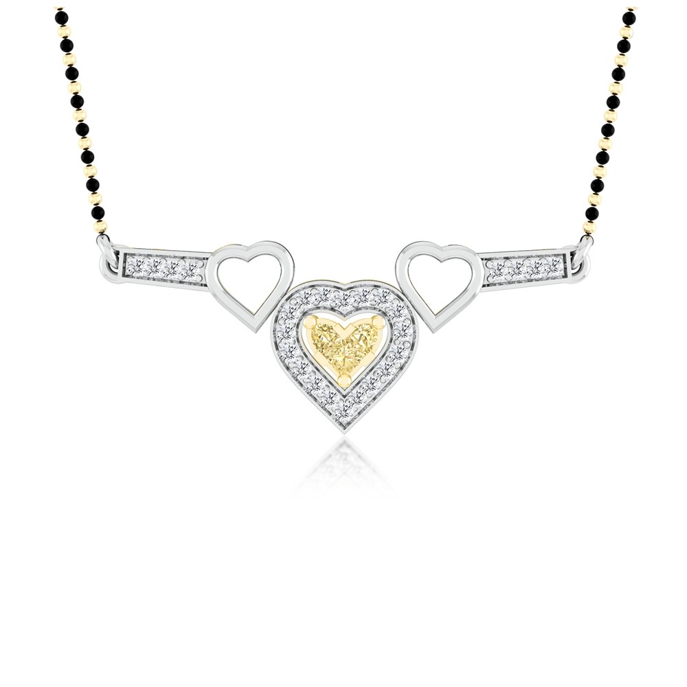 The Hrida Natural Fancy Light Yellow Heart Diamond Mangalsutra Pendant