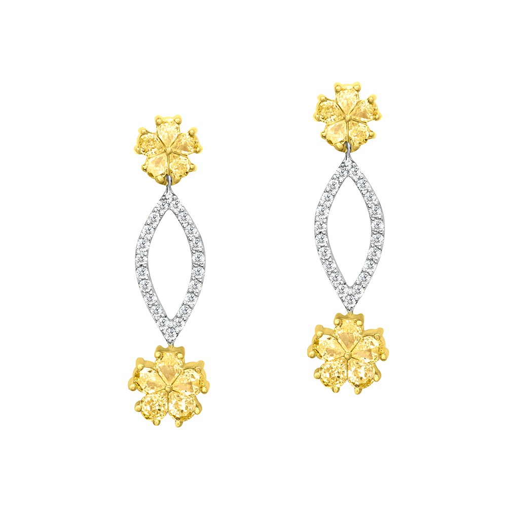 American Diamond Square Shaped Flower Stud Earrings – Putstyle