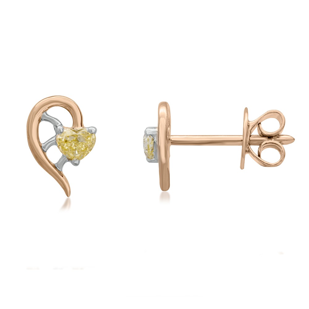 Natural Fancy Light Brownish Orange Heart Diamond Earrings