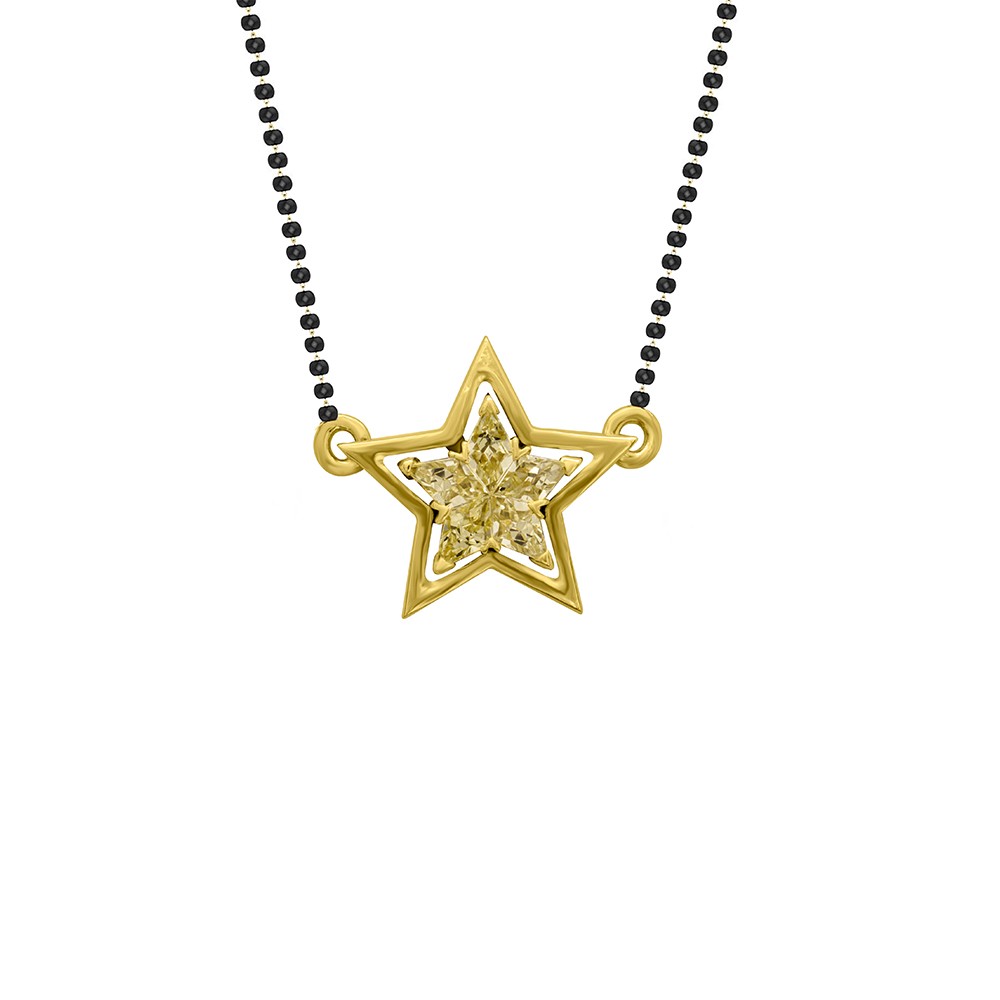 Nova Natural Light Yellow Star Diamond Light Weight Pendant with Chain