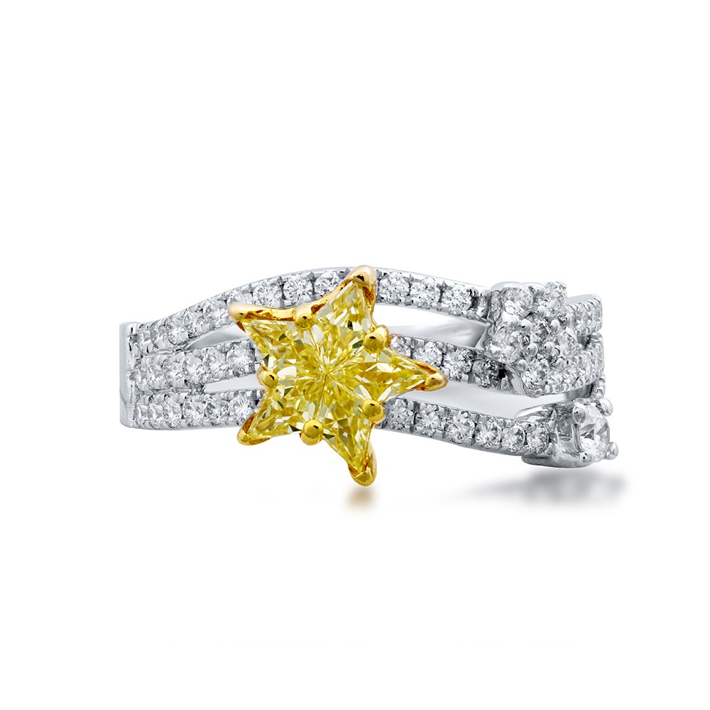 Natural Fancy Light Yellow Star Diamond Ring