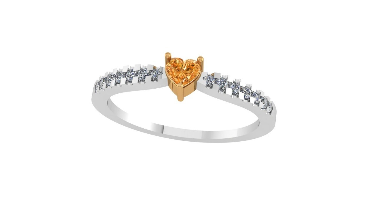 Natural Fancy Light Orange Heart Diamond Ring 