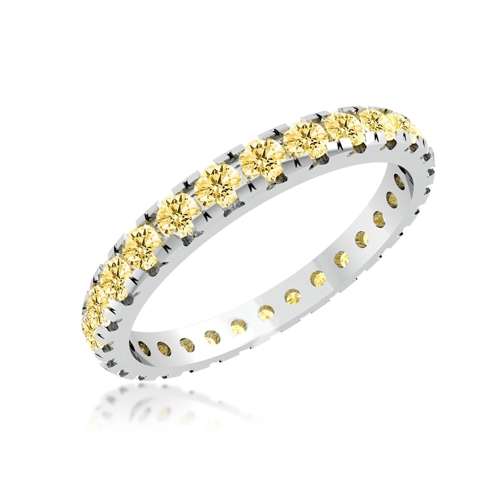 0.98 Carat Round Fancy Yellow Diamond Full Eternity Band for Women