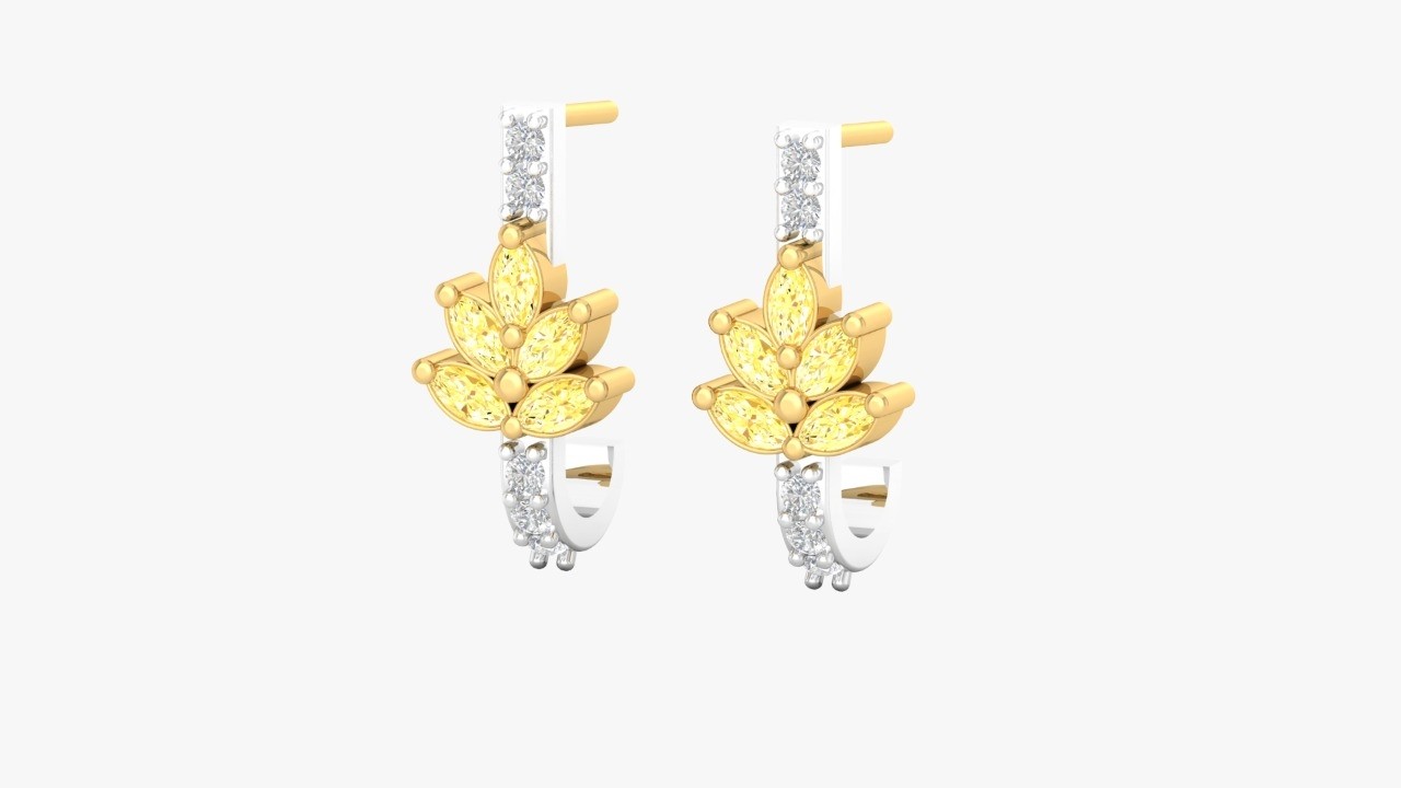Natural Fancy Light Yellow Marquise Diamond Bali Earrings