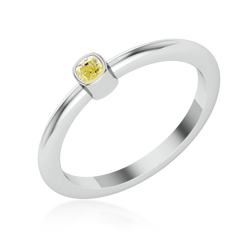 Natural Fancy Yellow Cushion Diamond Ring 