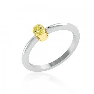 Natural Fancy Yellow Oval Diamond Ring