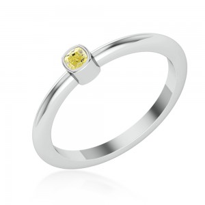 Natural Fancy Yellow Cushion Diamond Ring 