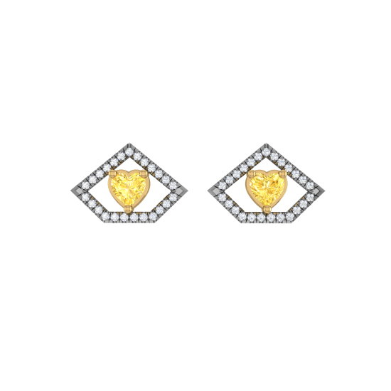  Fancy Light Yellow Heart Stud Diamond Earring