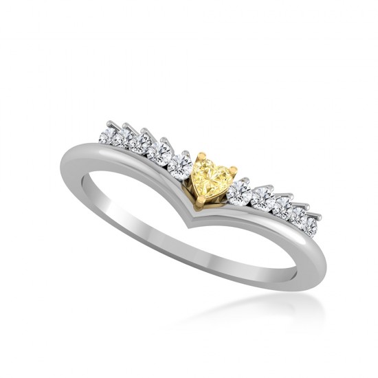 Natural Light Yellow Heart Diamond Ring