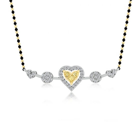 Priyashi  Natural Fancy Light Yellow Heart Diamond Mangalsutra Pendant