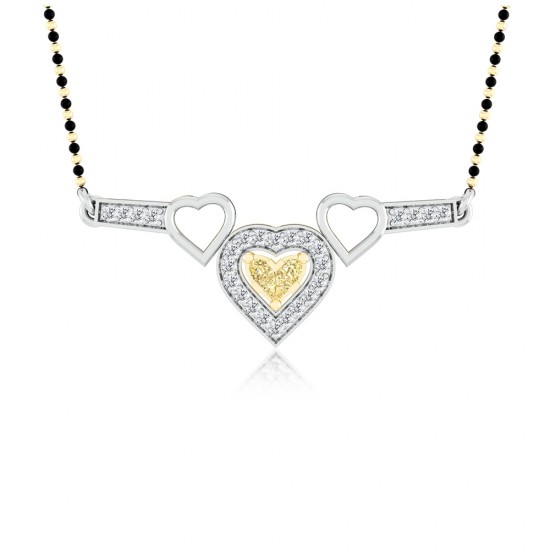 The Hrida Natural Fancy Light Yellow Heart Diamond Mangalsutra Pendant