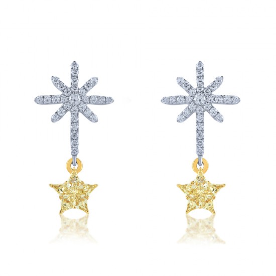 Falak Natural Fancy Light Yellow Star Diamond Earrings,Astra Collection (0.88Ct TW)