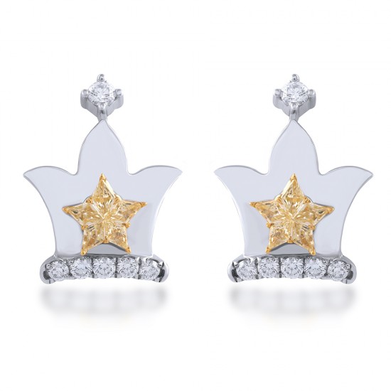 Monarch Fancy Light Yellow Star Diamond Stud Earring (0.85Ct TW)