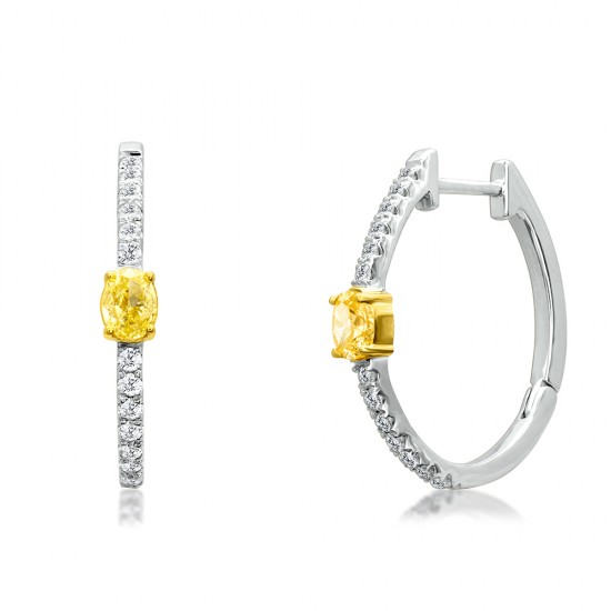 Anna Bali Natural Light Yellow Oval Diamond Earrings (0.475Ct TW)