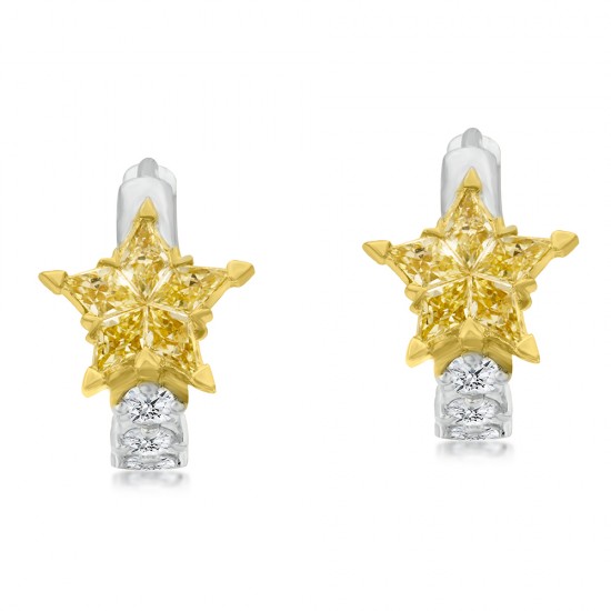  Natural Fancy Yellow Star Diamond Earrings 