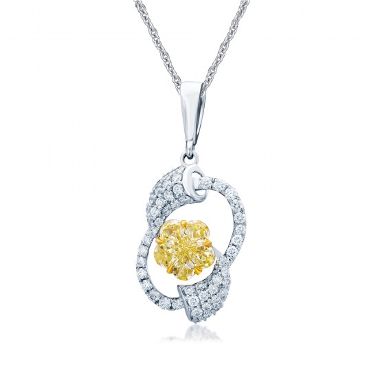 Myra Natural Fancy Light Yellow Flower Diamond Pendant, (0.84Ct TW)