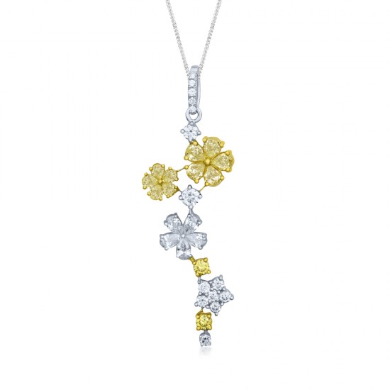 Petunia Natural Fancy Yellow Flower Diamond Pendant (1.242Ct TW)