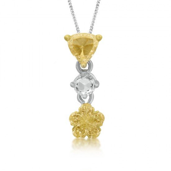 The Cute Natural Light Yellow Flower Diamond Pendant (0.46ct TW)