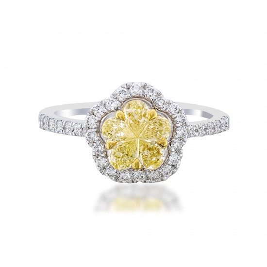 Natural Light Yellow Flower Diamond Ring