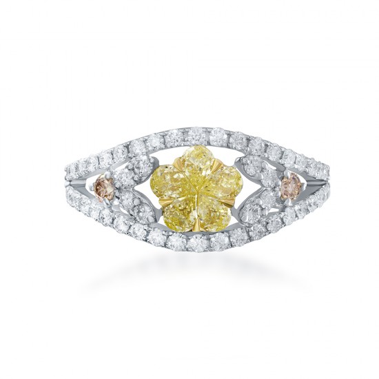 Natural Fancy Yellow Flower Diamond Ring