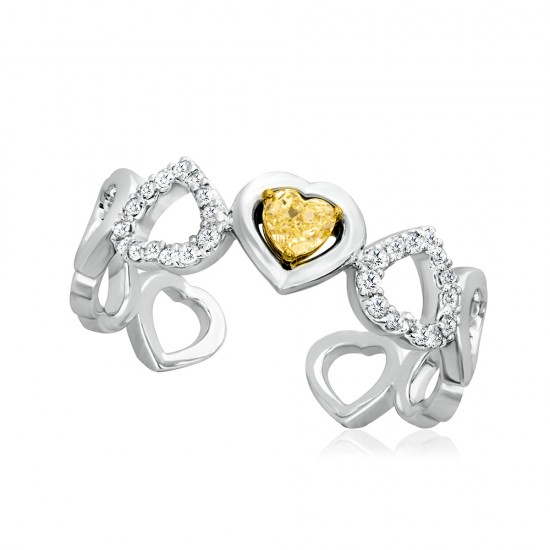 Heart Shaped Natural Fancy Light Yellow Diamond Ring