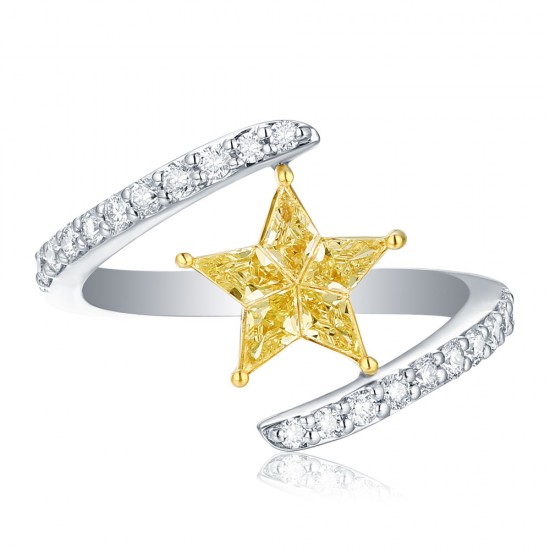 Estrella Love Natural fancy Light Yellow Star Diamond Ring 