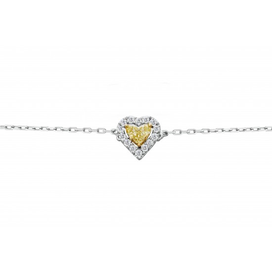 Heart Natural Fancy Yellow Diamond Charm Bracelet