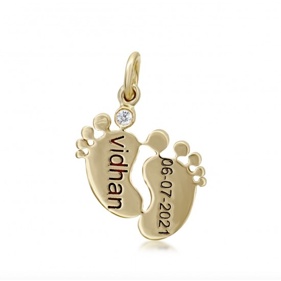 Baby Foot Shaped Pendant Studded with Natural Round Diamond 