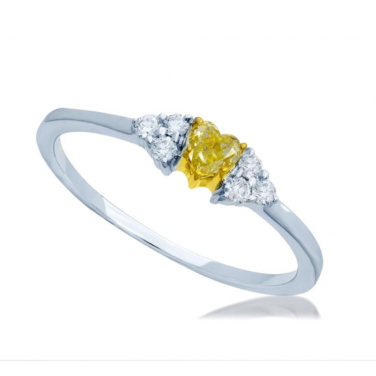 Natural Fancy Light Yellow Heart Shaped Diamond Ring 