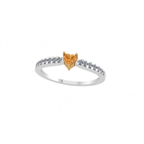 Natural Fancy Light Orange Heart Diamond Ring 