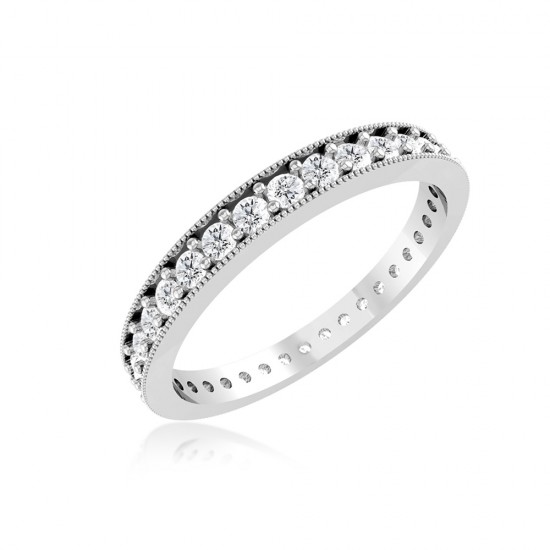 Round White Diamond Full Eternity Wedding Band Crafted in Solid Gold