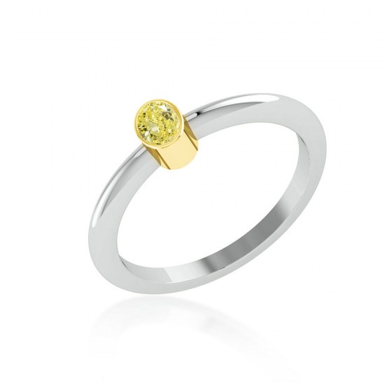 Natural Fancy Yellow Oval Diamond Ring