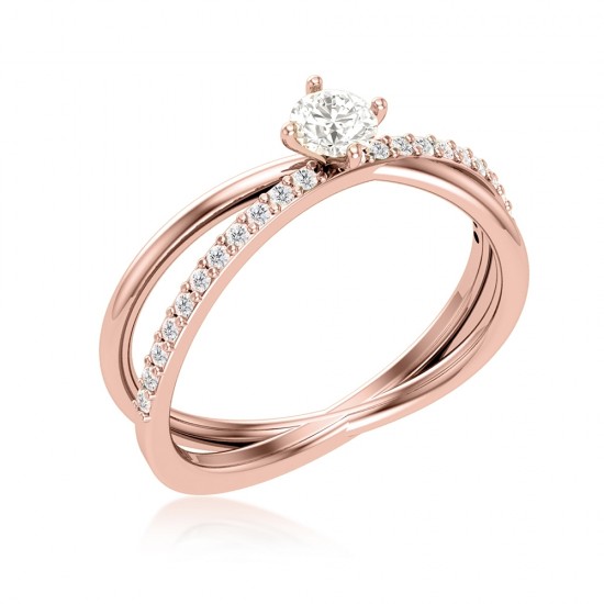  Diamonds Double Shank Women Engagement Ring 