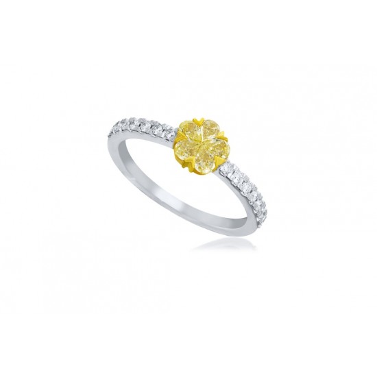  Natural Fancy Yellow Flower Diamond Ring 