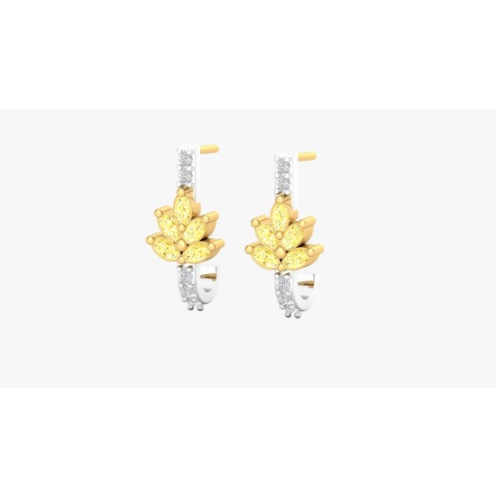 Natural Fancy Light Yellow Marquise Diamond Bali Earrings