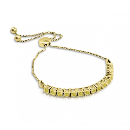 Natural Light Yellow Cushion Solitaire Diamond Bracelet, Party Wear Bracelet, Professional Jewelry